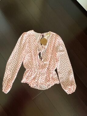 emory park White Blouse with Red Polka Dots